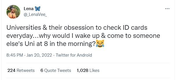 Lena 8 _LenaVee_ Universities their obsession to check ID cards everyday..why wo