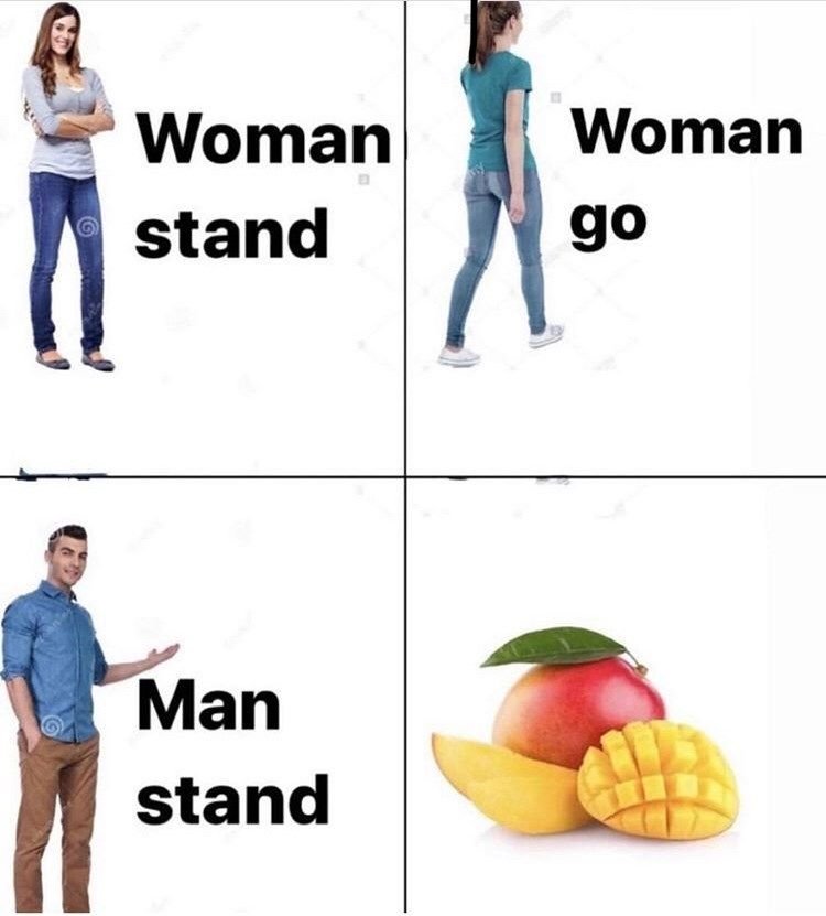 Woman stand woman go man stand