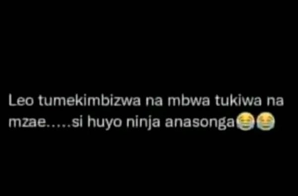 Leo tumekimbizwa na mbwa tukiwa na mzae. si huyo ninja anasonga