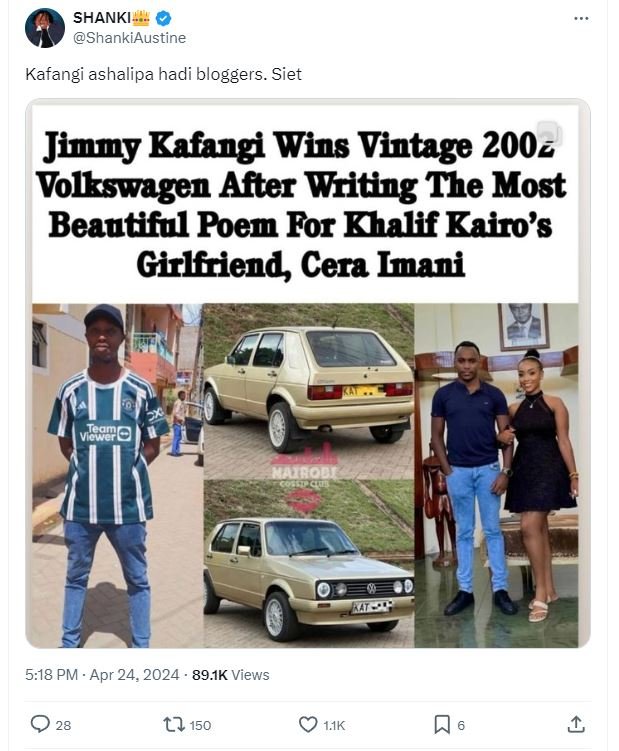 Shanki shankiaustine kafangi ashalipa hadi bloggers. siet jimmy kafangi wins vin