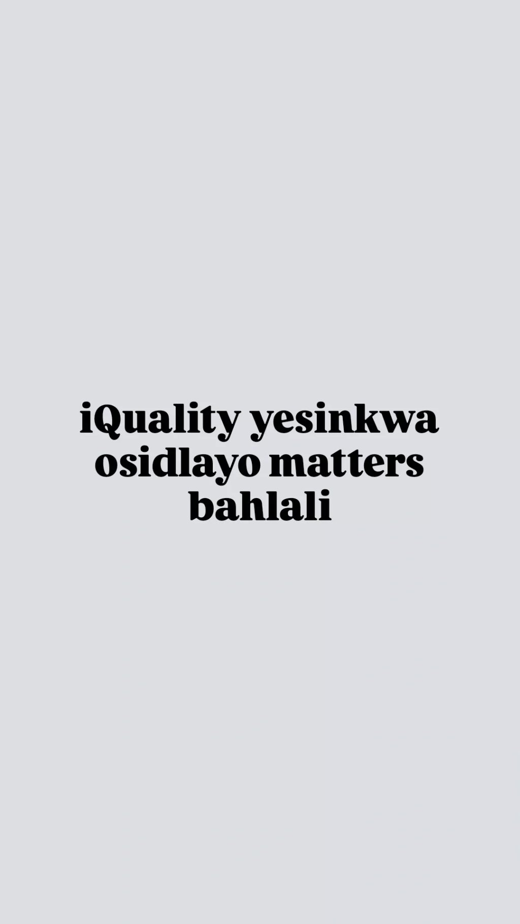 Iquality yesinkwa osidlayo matters bahlali