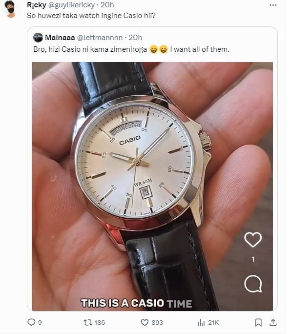 Rjcky guylikericky . 20h so huwezi taka watch ingine casio hii? mainaaa leftmann