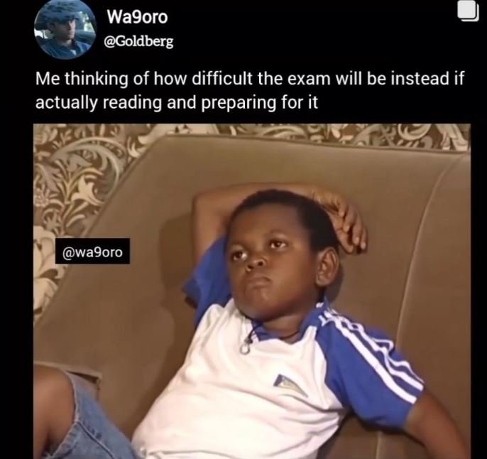 Wagoro goldberg me thinking of how difficult the exam will be instead if actuall