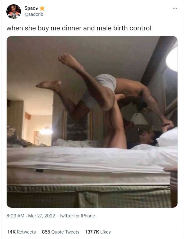 Space sadcrib when she buy me dinner and male birth control 609 am mar 27, twitt