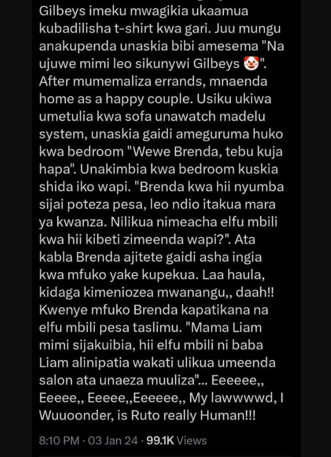 Gilbeys imeku mwagikia ukaamua kubadilisha tshirt kwa gari. juu mungu anakupenda