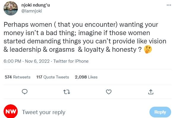 Njoki ndung'u lamnjoki perhaps women that you encounter wanting your money isn't