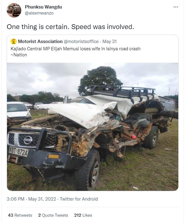Phunksu wangdu alexmwanzo one thing is certain. speed was involved motorist asso