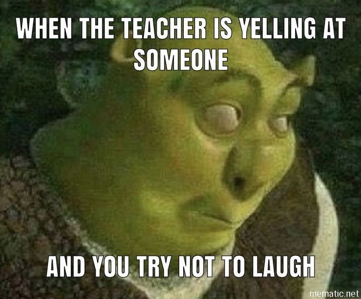 When the teacher is yelling at someone amd you try not to laugh mematic net