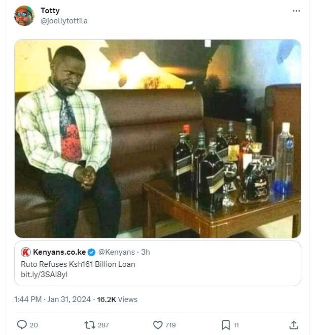 Totty joellytottila kenyans.co.ke kenyans 3h ruto refuses ksh161 billion loan bi