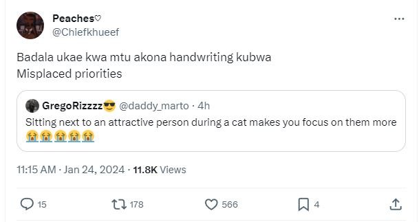 Peachesv chiefkhueef badala ukae kwa mtu akona handwriting kubwa misplaced prior