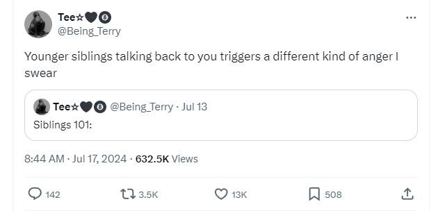 Teex being7 terry younger siblings talking back to you triggers a different kind