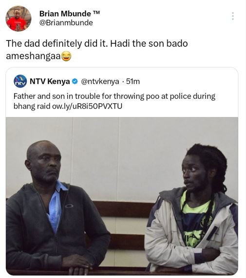 Brian mbunde brianmbunde the dad definitely did it. hadi the son bado ameshangaa