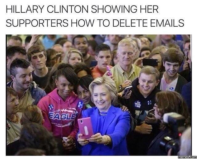 Hillary clinton showing her supporters how to delete emails gaale