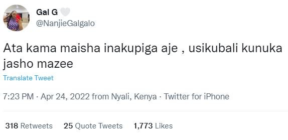 Gal g nanjiegalgalo ata kama maisha inakupiga aje usikubali kunuka jasho mazee t