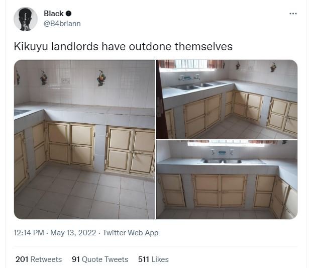 Black 0 b4briann kikuyu landlords have outdone themselves o 12.14 pm . may 13, t