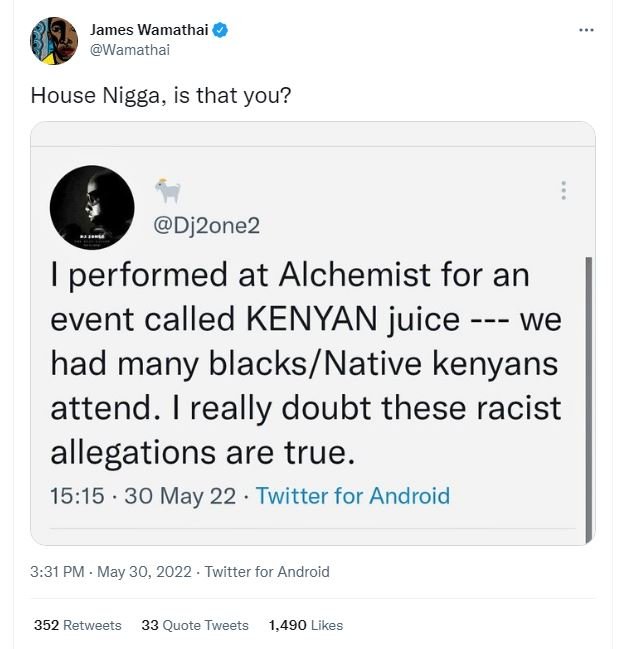 James wamathai wamathai house nigga, is that you? dj2one2 performed at alchemist