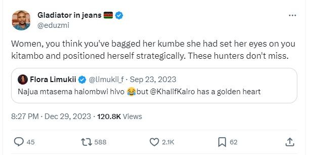 Gladiator in jeans eduzmi women you think you've bagged her kumbe she had set he