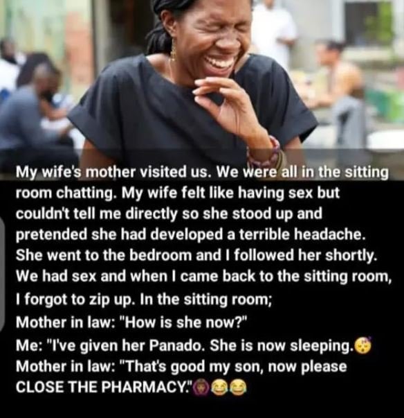 My wife's mother visited us. we were all in the sitting room chatting my wife fe