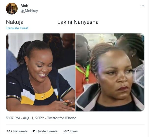 Moh mohkay nakuja translate tweer lakini nanyesha 5.07 pm . aug 11, twitter for