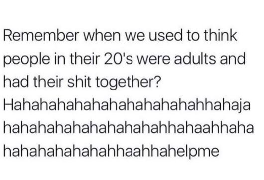 Remember when we used to think people in their 20's were adults and had their sh