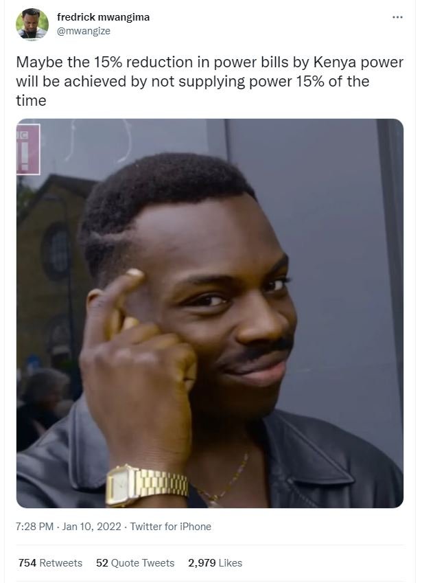 fredrick mwangima mwangize Maybe the 15 reduction in power bills by Kenya power