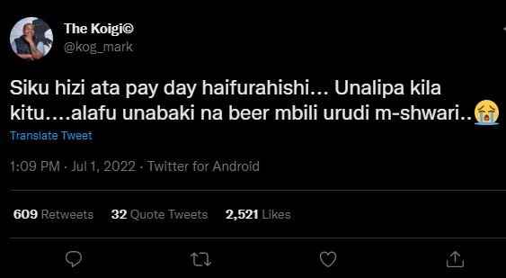 The koigi kog_mark siku hizi ata pay day haifurahishi. unalipa kila kitu. alafu