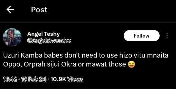 Post angel teshy angelmwendee follow uzuri kamba babes don't need to use hizo vi