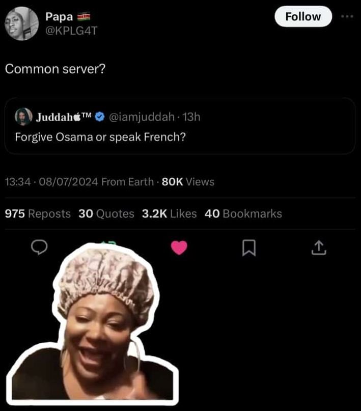 Papa kplgat follow common server? juddahá tm iamjuddah . 13h forgive osama or sp