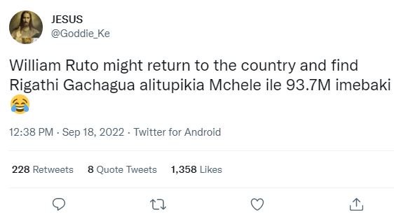 Jesus goddie_ke william ruto might return to the country and find rigathi gachag