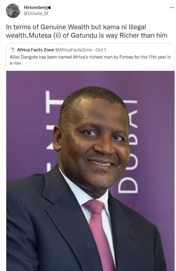 Heisenberg drjuma_m in terms of genuine wealth but kama ni illegal wealth, mutes