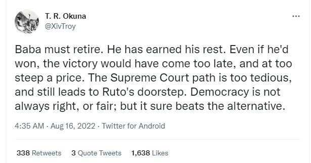 .r. okuna xivtroy baba must retire. he has earned his rest even if he'd won the