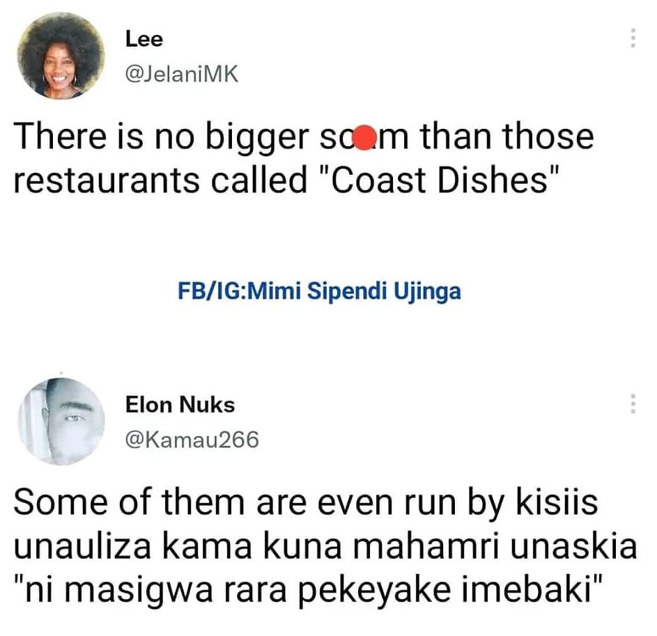 Lee jelanimk there is no bigger sc m than those restaurants called coast dishes'