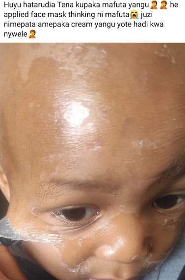Huyu hatarudia tena kupaka mafuta yangu applied face mask thinking ni mafuta juz