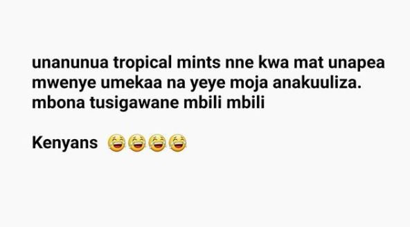 Unanunua tropical mints nne kwa mat unapea mwenye umekaa na yeye moja anakuuliza