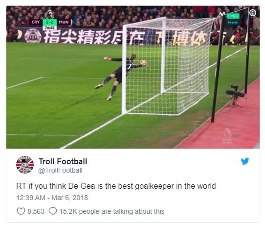E4yf troll football trollfootball rt if you think de gea is the best goalkeeper