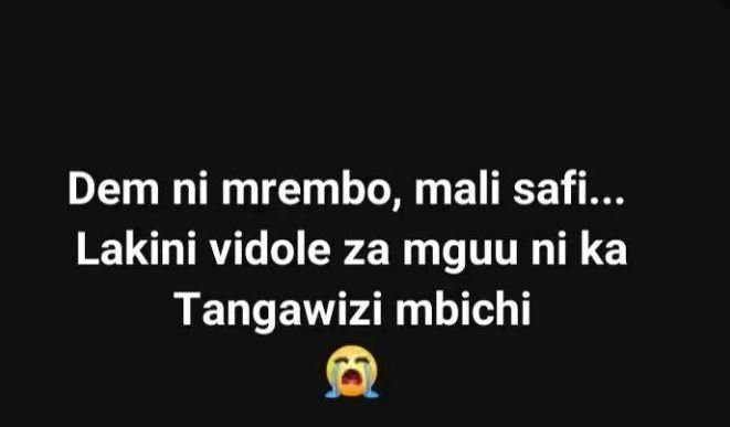 Dem ni mrembo, mali safi. lakini vidole za mguu ni ka tangawizi mbichi
