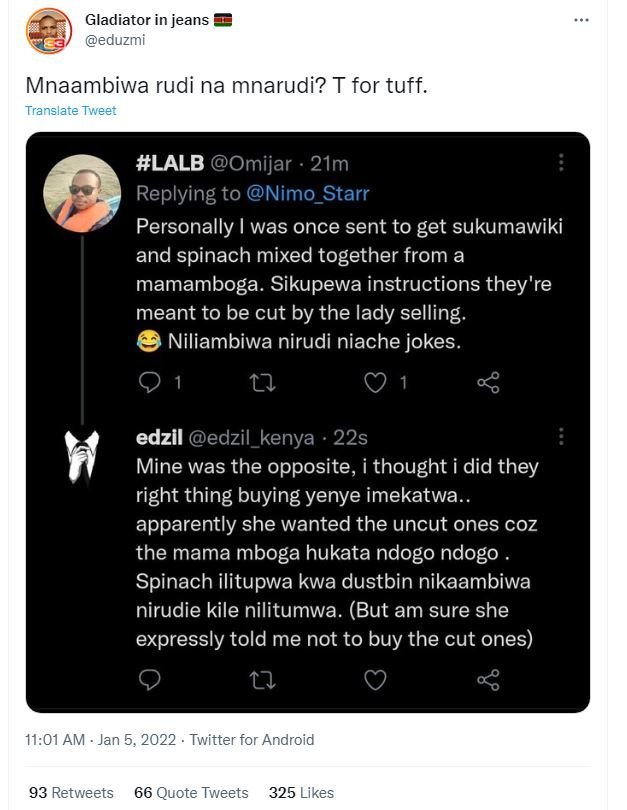 Gladiator in jeans eduzmi Mnaambiwa rudi na mnarudi? T for tuff. Translate Tweet
