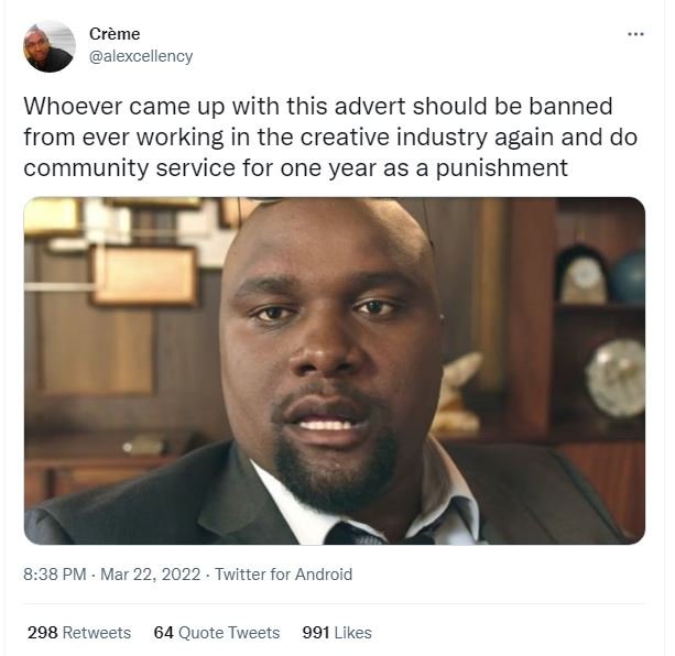 Crème alexcellency whoever came up with this advert should be banned from ever w