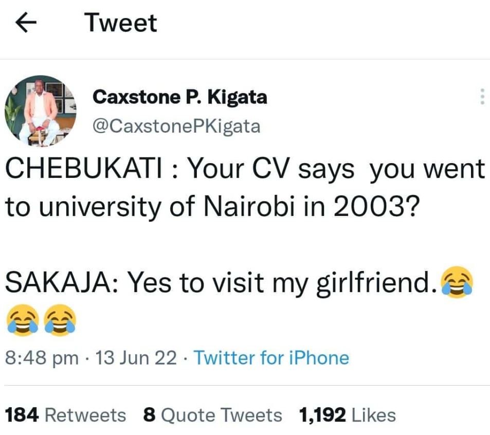 Tweet caxstone p. kigata caxstonepkigata chebukati your cv says you went to univ