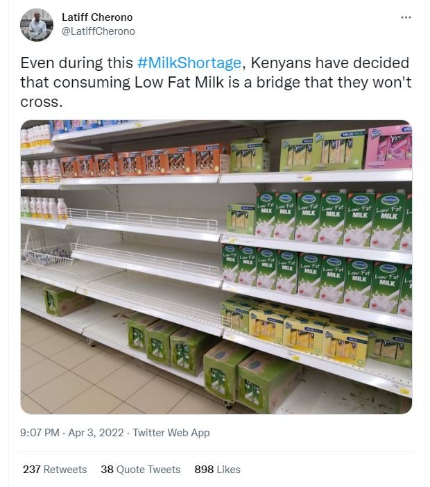 Latiff cherono latiffcherono even during this milkshortage, kenyans have decided
