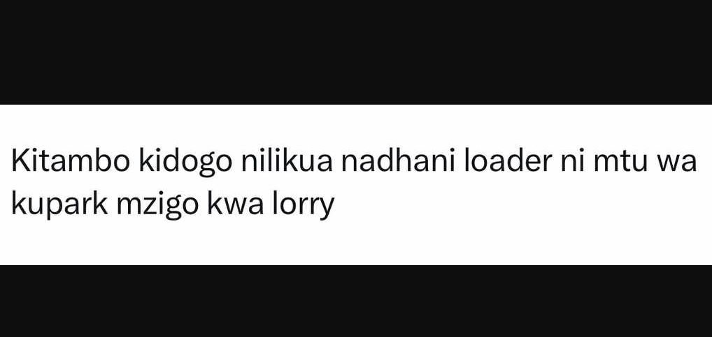 Kitambo kidogo nilikua nadhani loader ni mtu wa kupark mzigo kwa lorry