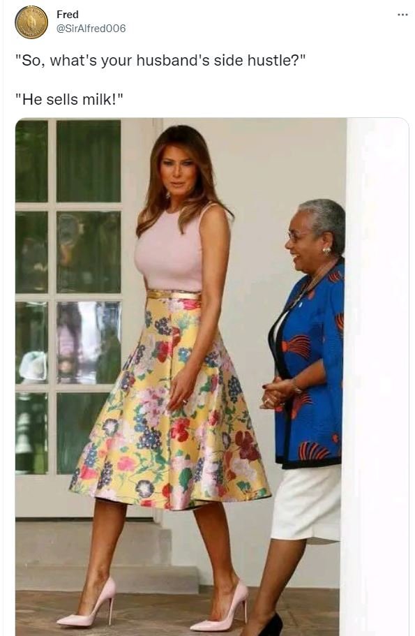 Fred siralfred0o6 so, what's your husband's side hustle? he sells milk! '