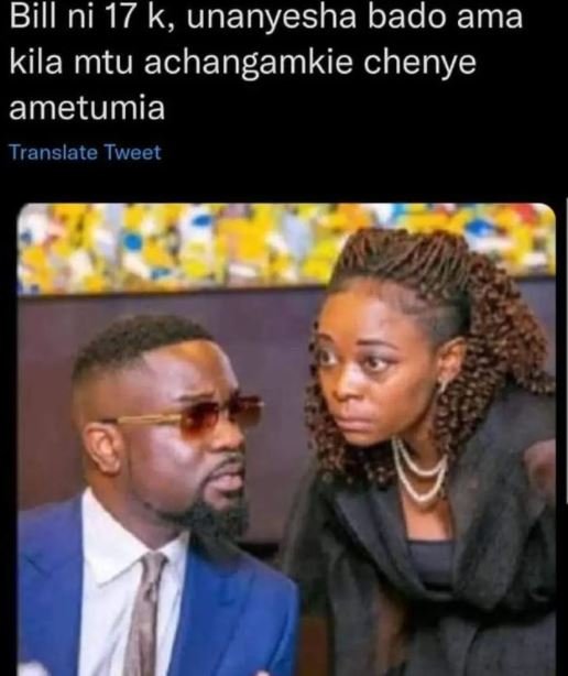 Bill ni 17 k, unanyesha bado ama kila mtu achangamkie chenye ametumia Translate