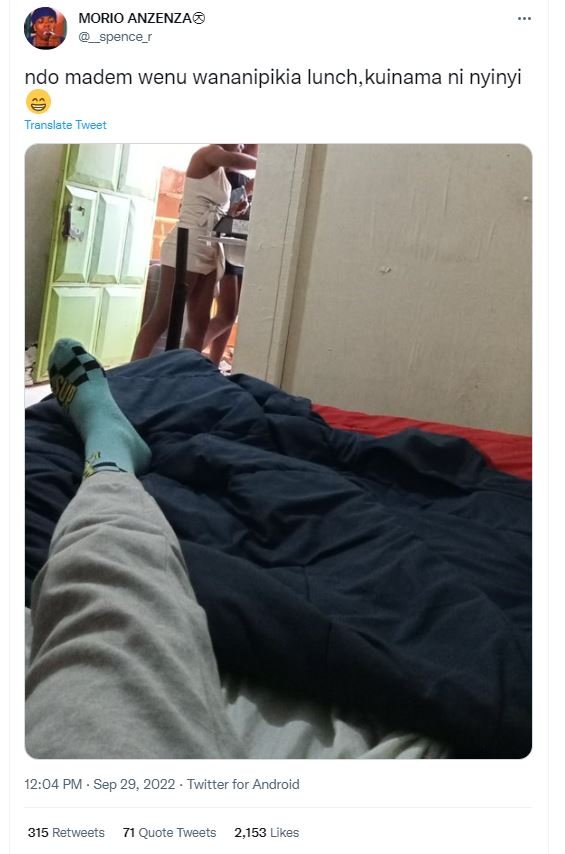 Morio anzenzac spence r ndo madem wenu wananipikia lunch,kuinama ni nyinyi trans