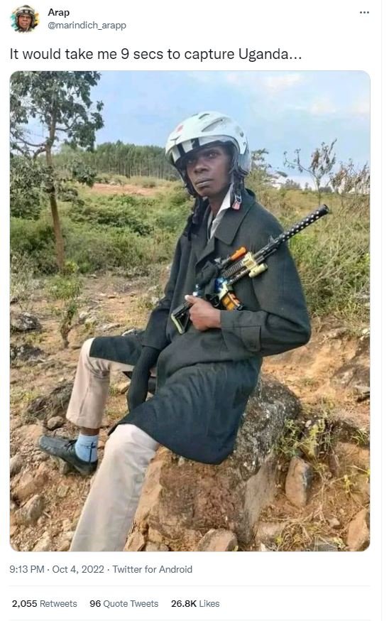 Arap marindich_arapp it would take me 9 secs to capture uganda . 9.13 pm oct 4,