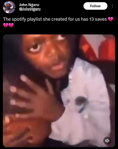John ngeru johnngeu follow the spotify playlist she created for us has 13 saves