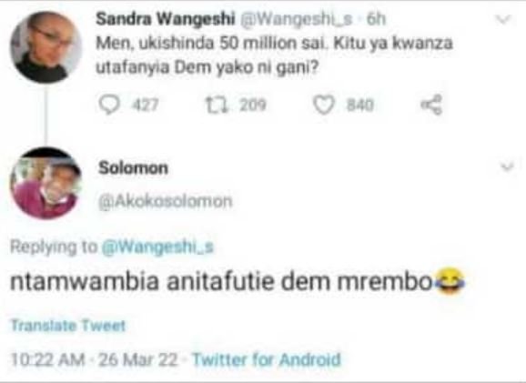 Sandra wongeshi wangoshu s 6n menukishinda 50 million sal kltuya kwanza ulafanyi