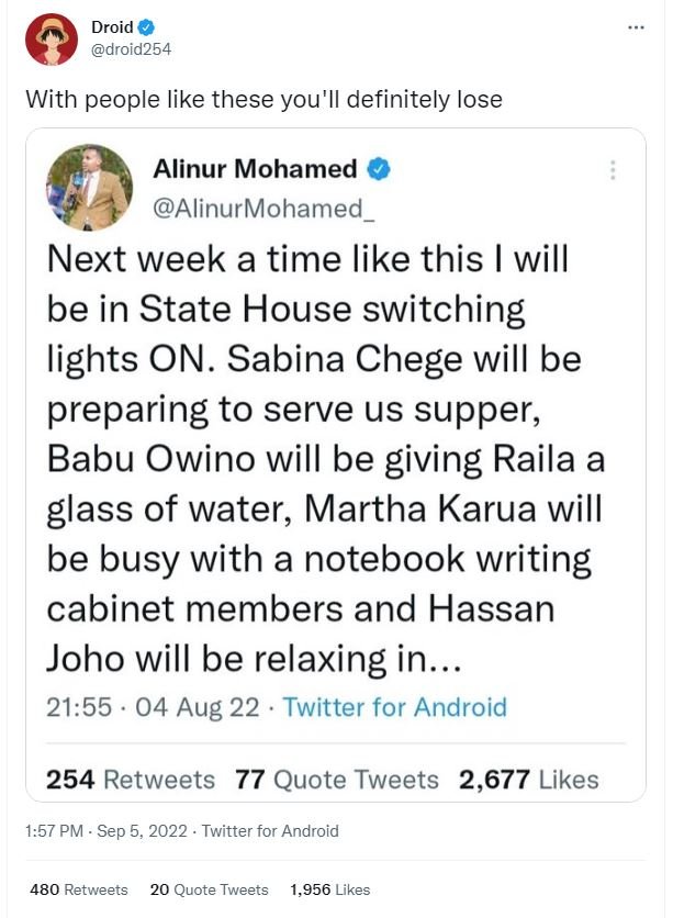 Droid droid254 with people like these you'il definitely lose alinur mohamed alin