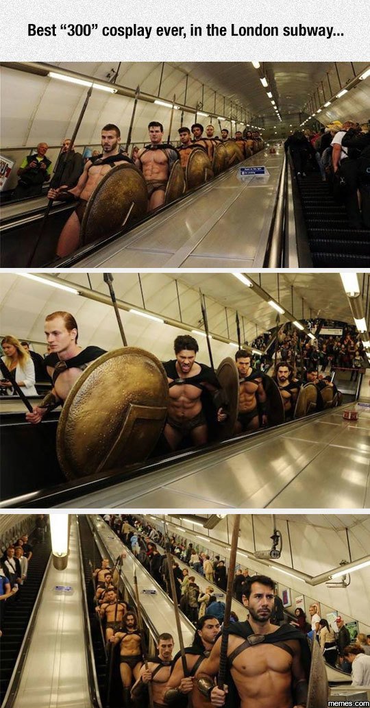 Best '300 cosplay ever in the london subway