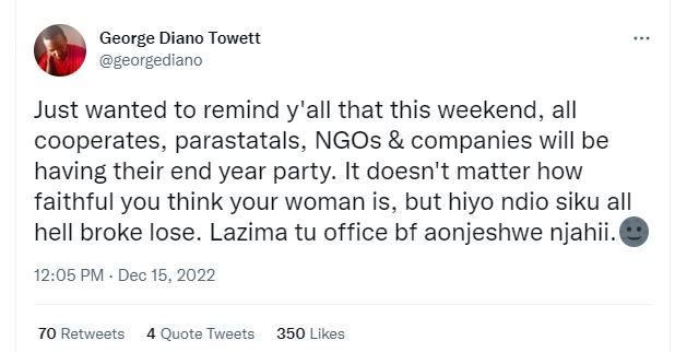 George diano towett georgediano just wanted to remind y'all that this weekend, a